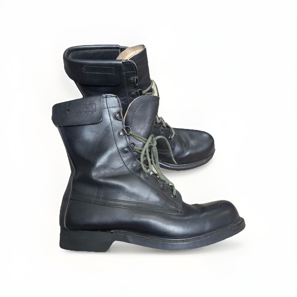 Vintage 1981 U.S. Army Combat Boots 9.5E Black Leather Goodyear Sole USA